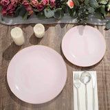 10 Pack | 8inch Glossy Blush Rose Gold Round Plastic Salad Plates With Gold Rim