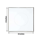 10 Pack | 8inch Clear / Gold Concave Modern Square Plastic Dessert Plates, Disposable Plates