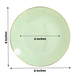 10 Pack | 8inch Glossy Sage Green Round Plastic Salad Plates With Gold Rim