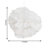 6 Pack 8inch White Tissue Paper Pom Poms Flower Balls, Ceiling Wall Hanging Decorations