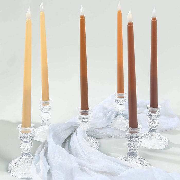 8 Pack Mixed Natural Flameless LED Taper Candles, 11inch Flickering Battery Operated Candles