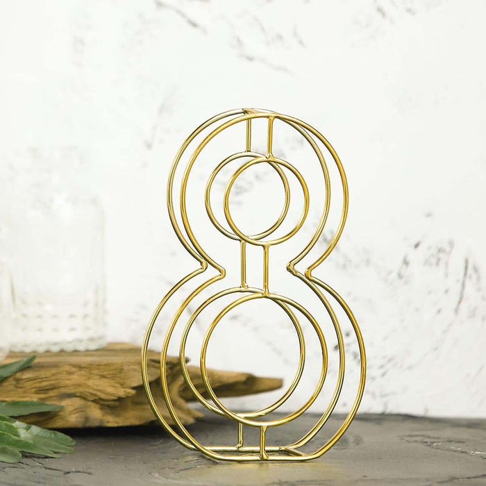 8" Tall | Gold Wedding Table Numbers | Freestanding 3D Decorative Metal Wire Numbers | 8