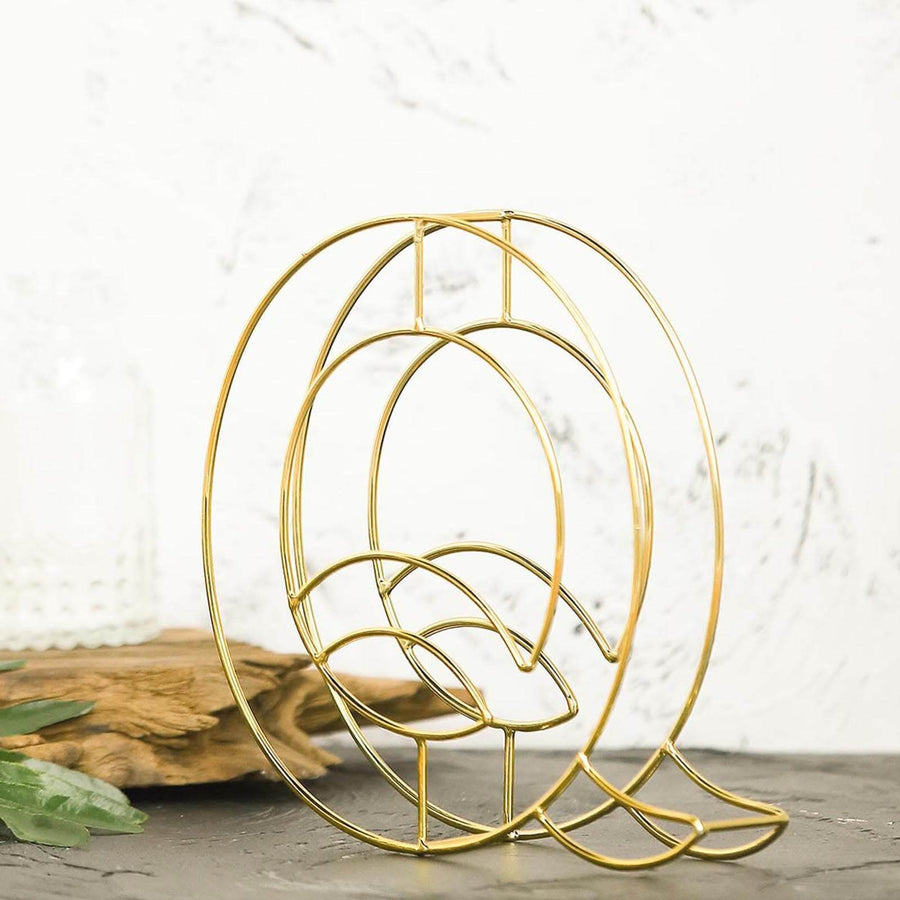 8" Tall | Gold Wedding Centerpiece | Freestanding 3D Decorative Wire Letter | Q