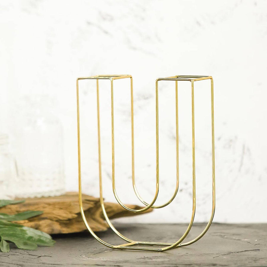 8" Tall | Gold Wedding Centerpiece | Freestanding 3D Decorative Wire Letter | U