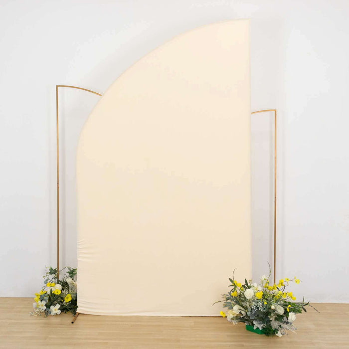 8ft Beige Spandex Fitted Wedding Arch Cover For Half Moon Top Chiara Backdrop Stand