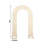 8ft Beige Spandex Fitted Open Arch Wedding Arch Cover, Double-Sided U-Shaped Backdrop Slipcover