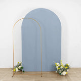 8ft Matte Dusty Blue Spandex Fitted Wedding Arch Cover For Round Top Chiara Backdrop Stand