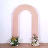 8ft Dusty Rose Spandex Fitted Open Arch Wedding Arch Cover, Double-Sided U-Shaped Backdrop Slipcover