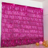 8ft Fuchsia Metallic Tinsel Foil Fringe Doorway Curtain Party Backdrop
