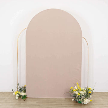 8ft Matte Nude Spandex Fitted Wedding Arch Cover For Round Top Chiara Backdrop Stand