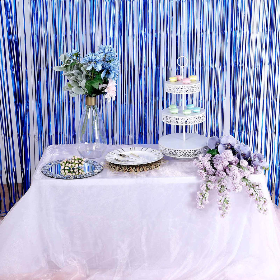 8ft Royal Blue Metallic Tinsel Foil Fringe Doorway Curtain Party Backdrop