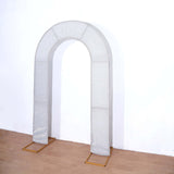 8ft Silver Spandex Fitted U-Shaped Wedding Arch Cover With Shimmer Tinsel Finish