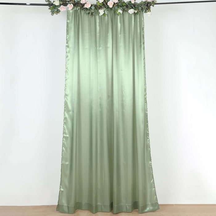 8ftx10ft Sage Green Satin Formal Event Backdrop Drape, Window Curtain Panel