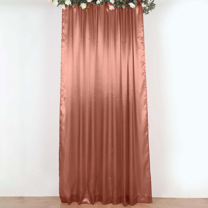 8ftx10ft Terracotta (Rust) Satin Formal Event Backdrop Drape, Window Curtain Panel