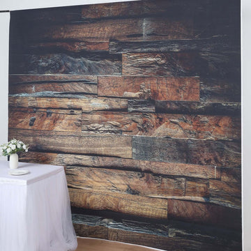 8ftx8ft Dark Brown 3D Wood Panel Vinyl Party Photography Backdrop, Photo Shoot Natural Background