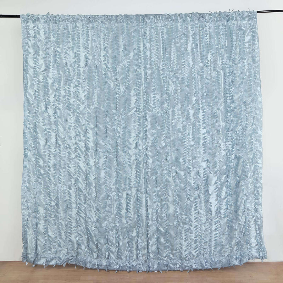 8ftx8ft Dusty Blue 3D Leaf Petal Taffeta Fabric Event Curtain Drapery, Photo Backdrop Panel 
