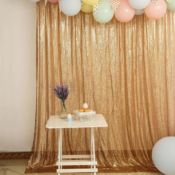 8ftx8ft Gold Sequin Event Curtain Drapes, Backdrop Event Panel