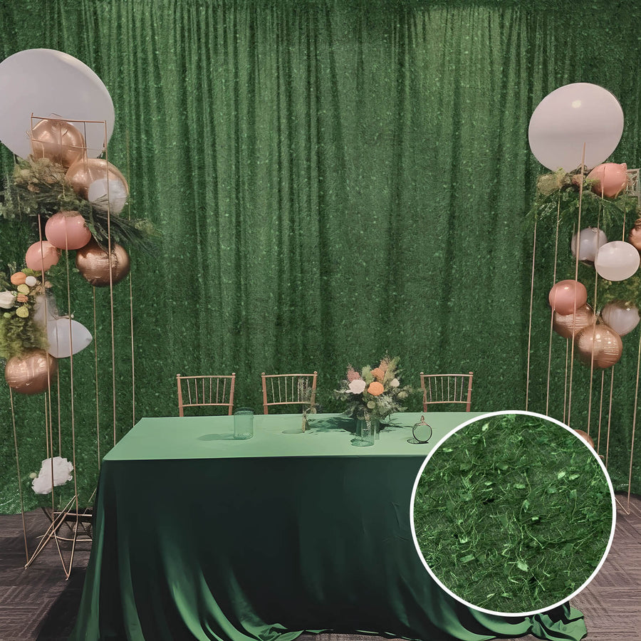 8ftx8ft Green Fringe Shag Polyester Wedding Drapery Panel, Minky Fabric Photo Backdrop Curtain