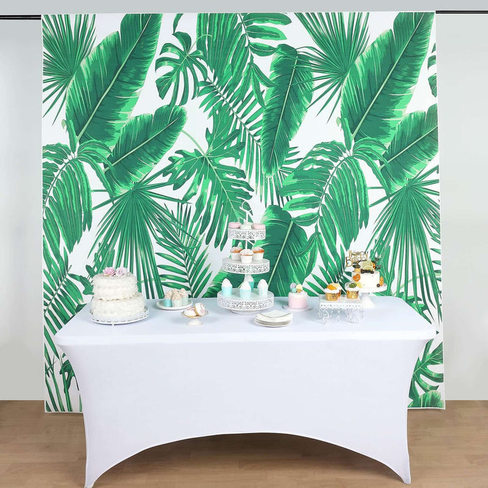 8ftx8ft Green/White Tropical Palm Leaf Print Vinyl Photo Backdrop