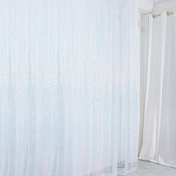 8ftx8ft Iridescent Blue Sequin Event Curtain Drapes, Backdrop Event Panel