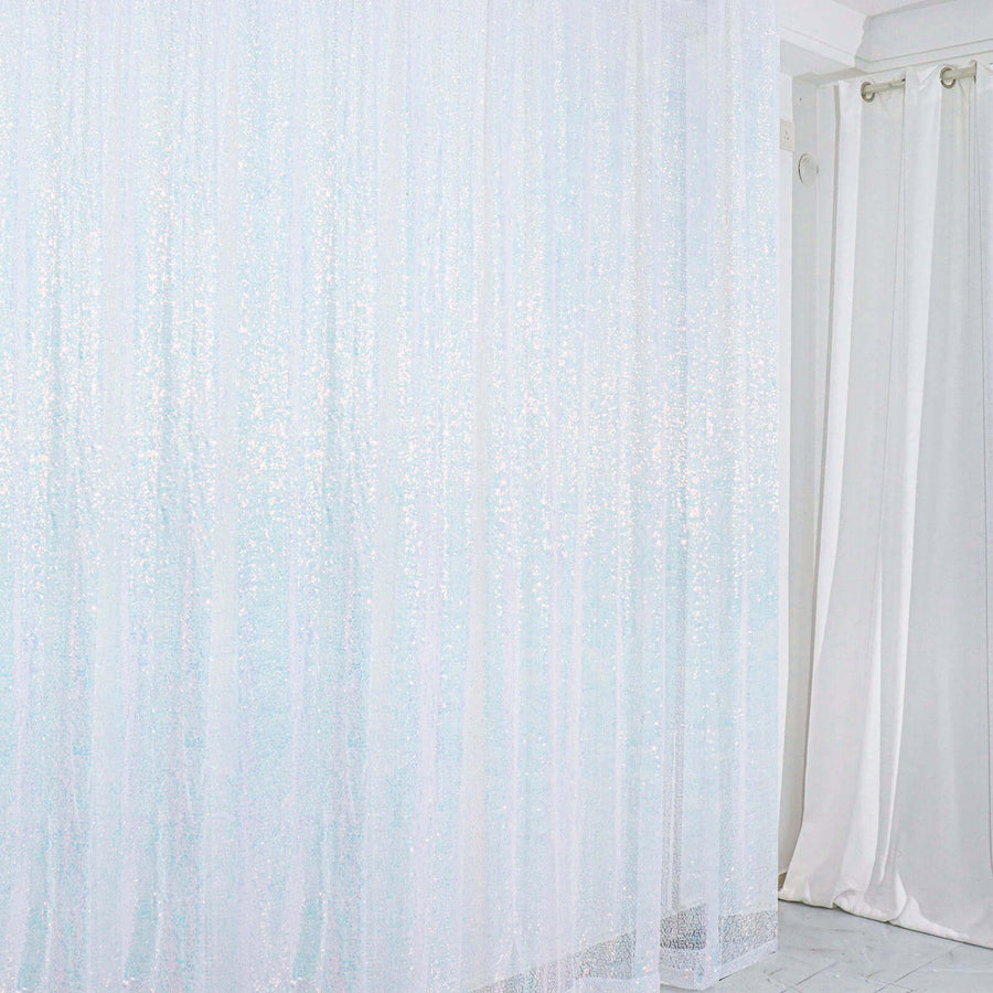 8ftx8ft Iridescent Blue Sequin Event Background Drape, Photo Backdrop Curtain Panel