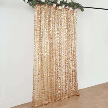 8ftx8ft Matte Champagne Big Payette Sequin Event Curtain Drapes, Backdrop Event Panel