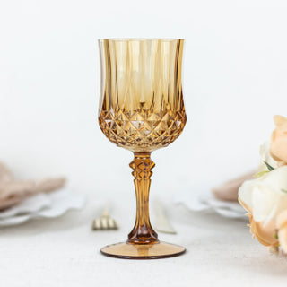 Amber Gold Crystal Cut Reusable Plastic Cocktail Goblets