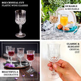 6 Pack 8oz Dusty Rose Crystal Cut Reusable Plastic Cocktail Goblets, Shatterproof Wine Glasses