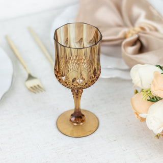 Amber Gold Crystal Cut Reusable Plastic Cocktail Goblets for a Sophisticated Touch