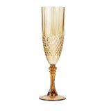 6 Pack | 8oz Amber Gold Crystal Cut Reusable Plastic Wedding Flute Glasses, Shatterproof#whtbkgd