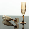 6 Pack | 8oz Amber Gold Crystal Cut Reusable Plastic Wedding Flute Glasses, Shatterproof Toast