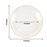 10 Pack | Clear Hammered 9inch Round Plastic Dinner Plates With Gold Rim