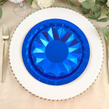 25 Pack | 9inch Geometric Royal Blue Foil Dinner Paper Plates, Disposable Party Plates - 400 GSM