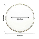 10 Pack | 9inch Clear / Gold Scalloped Rim Disposable Dinner Plates, Plastic Party Plates