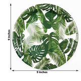 25 Pack | Tropical Palm Leaf Mix 9inch Dinner Paper Plates, Disposable Plates - 300 GSM