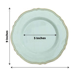 10 Pack | 9inch Jade / Gold Scalloped Rim Plastic Dinner Plates