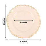 10 Pack | 9inch Nude / Gold Scalloped Rim Disposable Dinner Plates