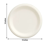 50 Pack | 9inch White Biodegradable Bagasse Dinner Plates,Disposable Sugarcane Party Plates
