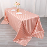90x132inch Dusty Rose Satin Stripe Seamless Rectangular Tablecloth