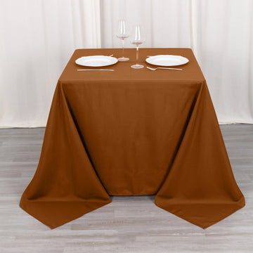 90"x90" Cinnamon Brown Seamless Square Polyester Tablecloth