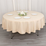 90inch Beige Seamless Premium Polyester Round Tablecloth - 200GSM