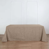 Faux Linen 90"x132" Rectangular Tablecloth Taupe - Slubby Texture Wrinkle-Resistant Seamless Table Cover