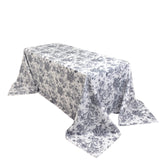 Polyester 90x132inch Rectangle Tablecloth White - Seamless Black French Toile Pattern Formal