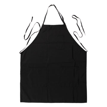 Black Premium Polyester Cooking Chef Apron with Adjustable Neck and Long Ties, Waterdrop Resistant 2 Pockets Unisex Kitchen Bib Apron