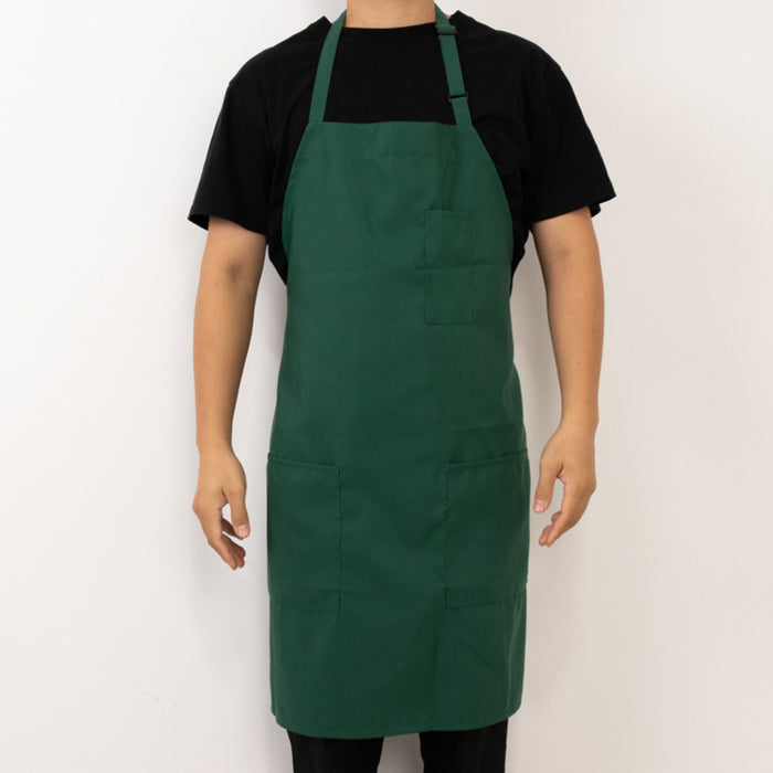 Green Premium Polyester Cooking Chef Apron with Adjustable Neck and Long Ties