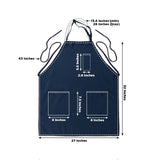 Navy Blue Premium Polyester Cooking Chef Apron with Adjustable Neck and Long Ties