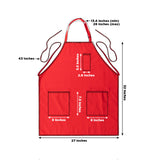 Red Premium Polyester Cooking Chef Apron with Adjustable Neck and Long Ties