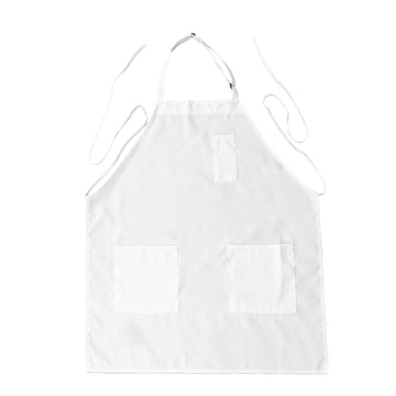 White Premium Polyester Cooking Chef Apron with Adjustable Neck and Long Ties, Waterdrop Resistant 2 Pockets Unisex Kitchen Bib Apron