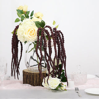 Enhance Your Floral Display with Burgundy Artificial Amaranthus Flower Stem Spray and Ivy Leaves