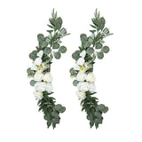 Set of 2 White Silk Rose Wedding Arch Flowers with Eucalyptus Leaves, Artificial#whtbkgd